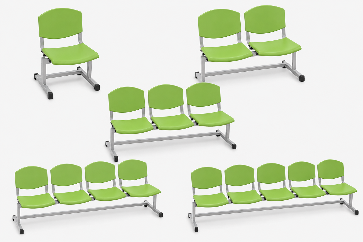 Banchetă de așteptare – 1, 2, 3, 4 sau 5 locuri PVC - Mobilier metalic - ROBENA TRADING