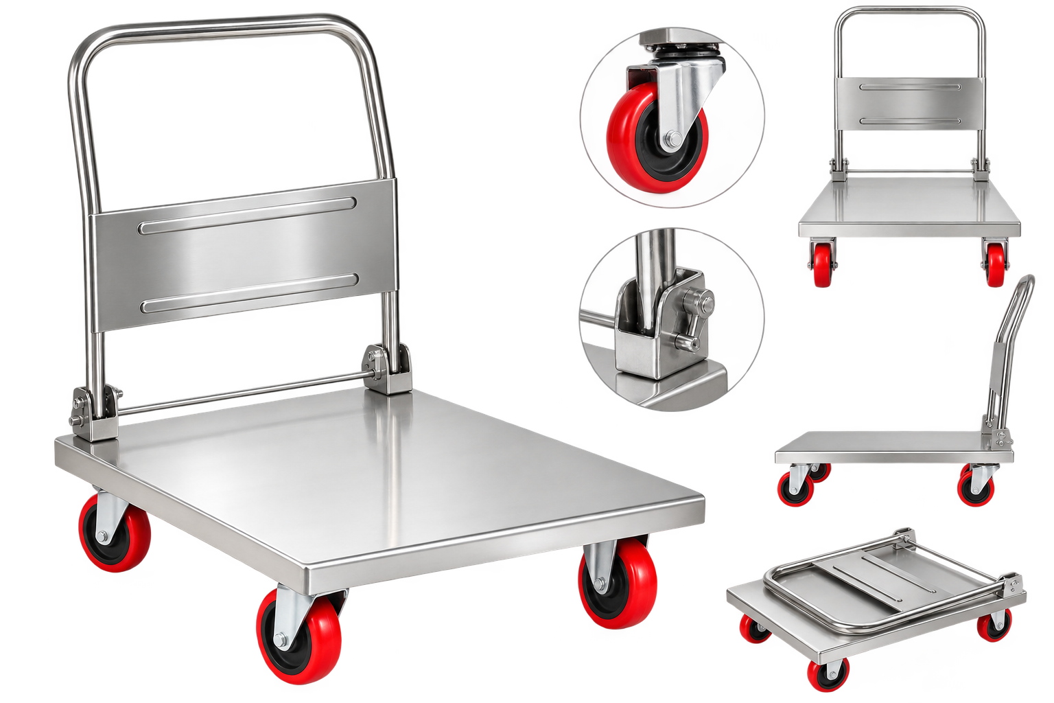 Cărucior platformă pliabil din inox pentru transport - Echipamente - ROBENA TRADING